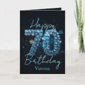 Opulent Chic Sapphire Blue und Black 70. Geburtsta Karte (Vorderseite)
