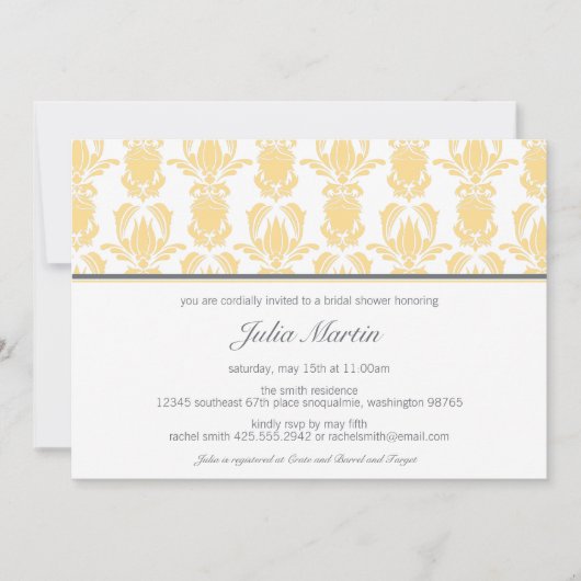 Opulent Damask Einladung (Dusche oder Party) (Vorderseite)