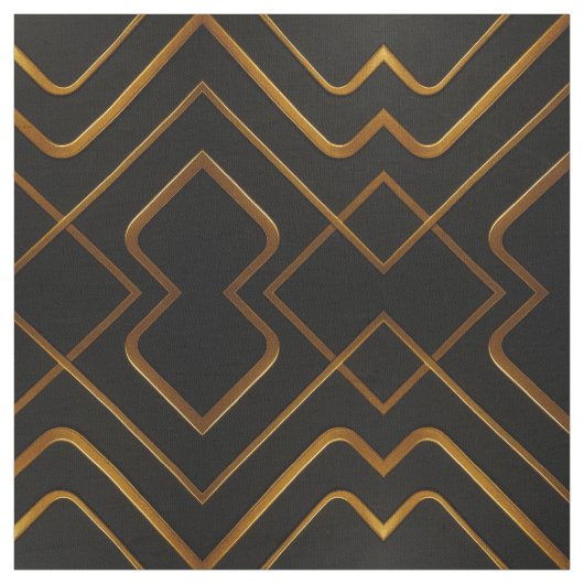 Opulent Deco Grid Full Liquid Gold Black Monochrom Stoff (Muster)