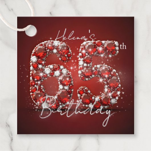 Opulent Elegant Ruby Red Gemstones 65th Birthday Geschenkanhänger (Vorderseite)