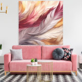Opulent Feathers: Luxuriöse Beige, Taupe, Pinks Leinwanddruck (Insitu (Wohnzimmer))