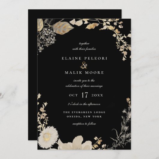 Opulent Gilded Garden Wedding Einladung (Vorne/Hinten)