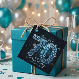 Opulent Glamorous Teal Blue Diamonds 70th Birthday Geschenkanhänger