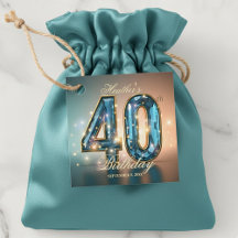Opulent Glamorous Teal Gold Crystal 40th Birthday