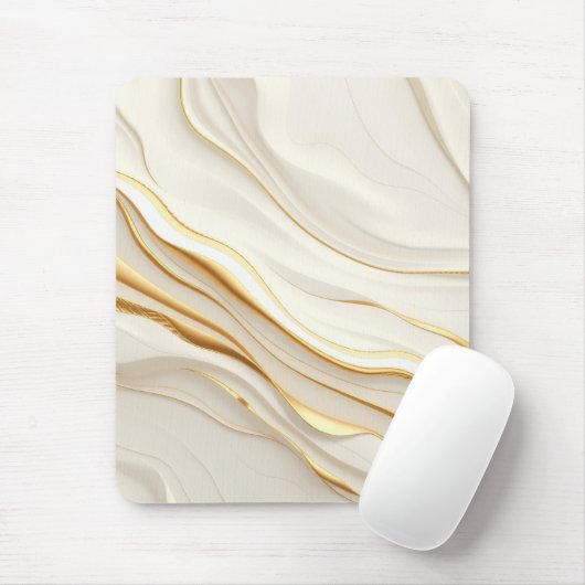 "Opulent Gold and Cream Marble Swirls" Mousepad (Mit Mouse)
