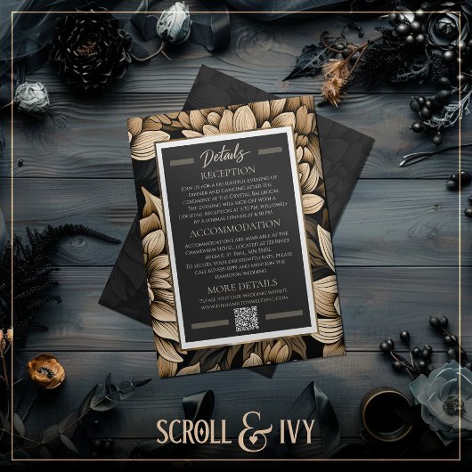 Opulent Gold & Champagne Bloom Wedding Details Einladung