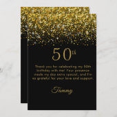 Opulent Gold Confetti 50. Geburtstag Dankeschön Ka Dankeskarte (Vorne/Hinten)
