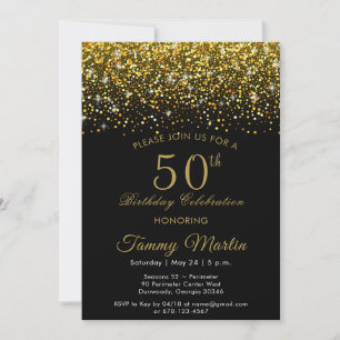 Opulent Gold Confetti 50. Geburtstag Einladung