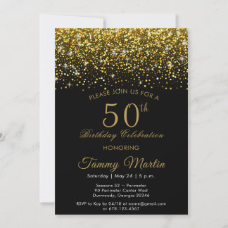 Opulent Gold Confetti 50. Geburtstag Einladung