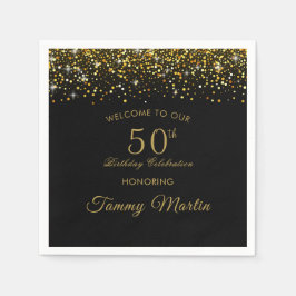 Opulent Gold Confetti 50. Geburtstagspapier Napkin Serviette