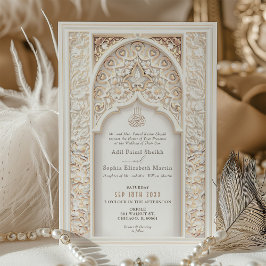 Opulent Gold & Cream Muslim Wedding Einladung