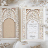 Opulent Gold & Cream Muslim Wedding Einladung