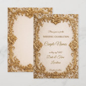 Opulent Gold Scrollwork Wedding Invitations Einladung (Vorne/Hinten)