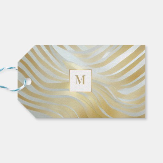 Opulent Gold und Weiß Multi Gemustert Geschenkanhänger (Rückseite Horizontal)