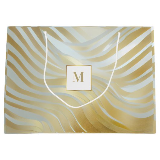 Opulent Gold und White Multi Gemustert Große Geschenktüte (Vorderseite)