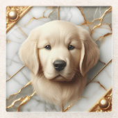 Opulent Golden Retriever Marble Essence Glasuntersetzer (Vorderseite)