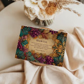 Opulent Grape Leaf Mardi Gras Masquerade Dankeskarte