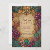 Opulent Grape Leaf Mardi Gras Masquerade Einladung (Vorderseite)