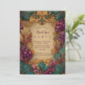 Opulent Grape Leaf Mardi Gras Masquerade Einladung (Stehend Vorderseite)