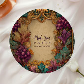 Opulent Grape Leaf Mardi Gras Masquerade Pappteller