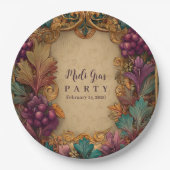 Opulent Grape Leaf Mardi Gras Masquerade Pappteller (Vorderseite)