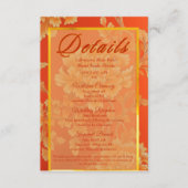 Opulent Mandarin Orange Blumental Wedding Details Begleitkarte (Vorderseite)