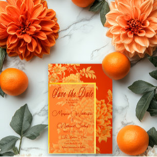 Opulent Mandarin Orange Floral Save The Date