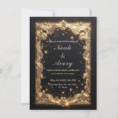 Opulent Matte Black & Gold Foil Wedding Card Desig Einladung (Vorderseite)