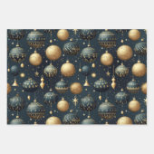 Opulent Midnight Blue Sparkle Ornamental Geschenkpapier Set (Vorderseite)