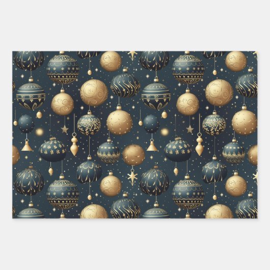 Opulent Midnight Blue Sparkle Ornamental Geschenkpapier Set (Vorderseite)