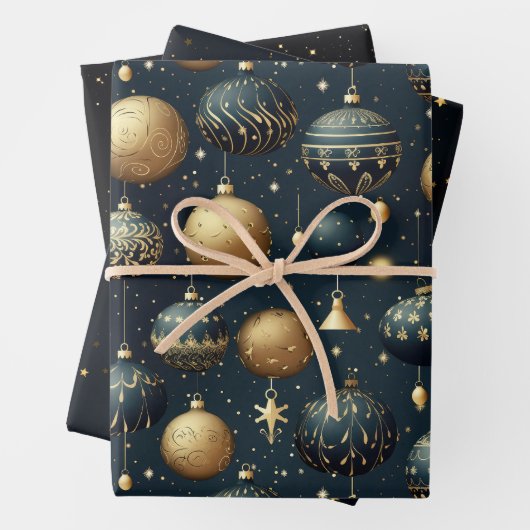 Opulent Midnight Blue Sparkle Ornamental Geschenkpapier Set (Beispiel)