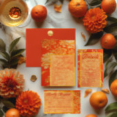 Opulent Orange and Gold Mandarin Floral Wedding Einladung