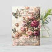 Opulent Rococo Butterfly Garden Galentine Florals Einladung (Stehend Vorderseite)