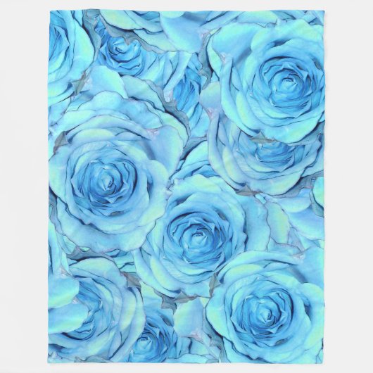 Opulent rose design in turquoise fleecedecke (Vorderseite)