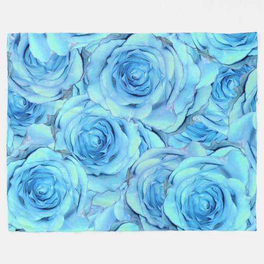 Opulent rose design in turquoise fleecedecke (Vorderseite (Horizontal))