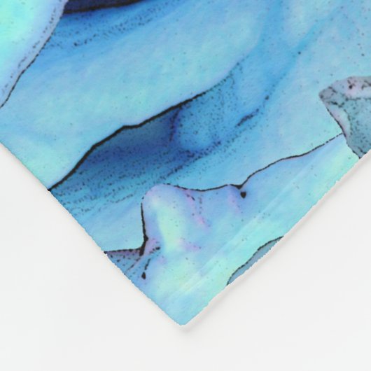 Opulent rose design in turquoise fleecedecke (Ecke)