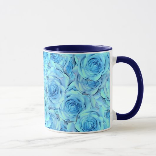 Opulent rose design in turquoise tasse (Rechts)