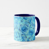 Opulent rose design in turquoise tasse (VorderseiteRechts)