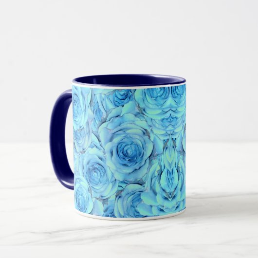 Opulent rose design in turquoise tasse (Vorderseite Links)