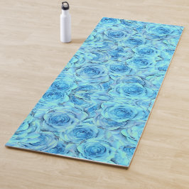 Opulent rose design in turquoise                   yogamatte