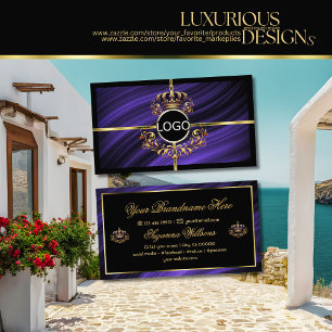 Opulent Royal Blue Gold Crown mit Logo Prächtig Visitenkarte