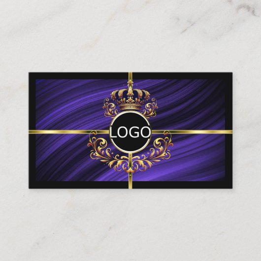 Opulent Royal Blue Gold Crown mit Logo Prächtig Visitenkarte (Vorderseite)