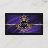Opulent Royal Blue Gold Crown mit Logo QR Code Visitenkarte (Vorderseite)