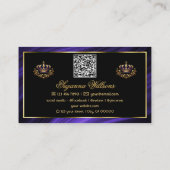 Opulent Royal Blue Gold Crown mit QR Code Noble Visitenkarte (Rückseite)