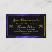 Opulent Royal Blue Gold Crown prächtig und elegant Visitenkarte (Rückseite)