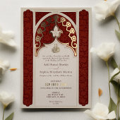 Opulent Ruby and Cream Foil Lace Islamic Wedding Folieneinladung