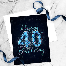 Opulent Sapphire Blue und Black 40. Geburtstag Postkarte