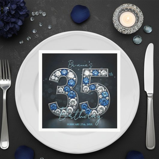 Opulent Sapphire Diamond 35. Geburtstagsparty Serviette