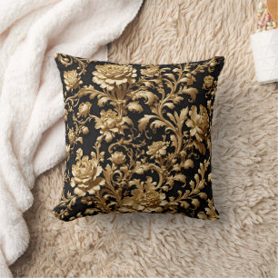 Opulent Schwarz & Gold Barock Bläserkissen Kissen