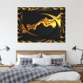 Opulent Swirl Liquid Gold and Black Monochrome Art Leinwanddruck (Insitu (Schlafzimmer))